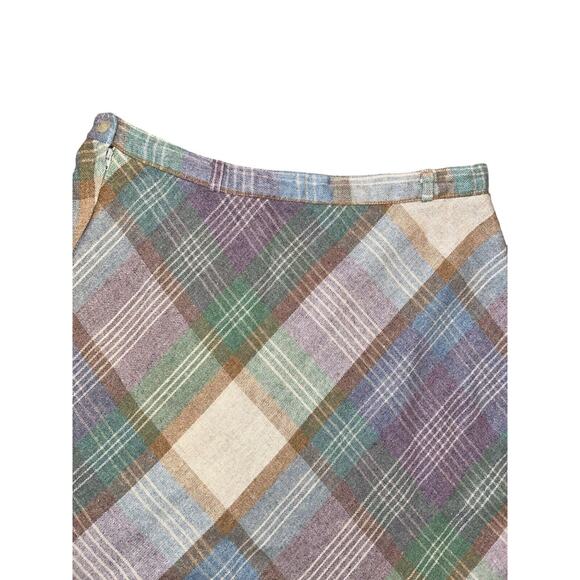 Parsons Place Ltd Wool Skirt- Pastel Plaid Pattern- Belt Loops, Button Zip 31 In - Picture 3 of 10